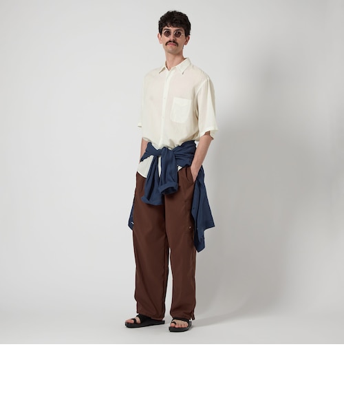 Steven Alan＞ CC ピケ ストライプ レギュラーカラー シャツ ALINE
