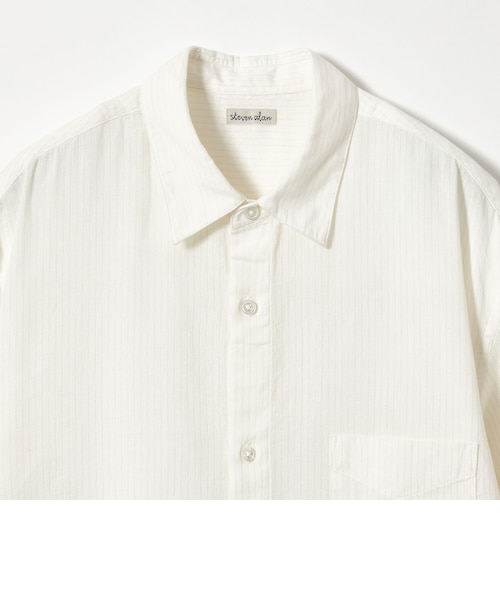 Steven Alan＞ CC ピケ ストライプ レギュラーカラー シャツ ALINE