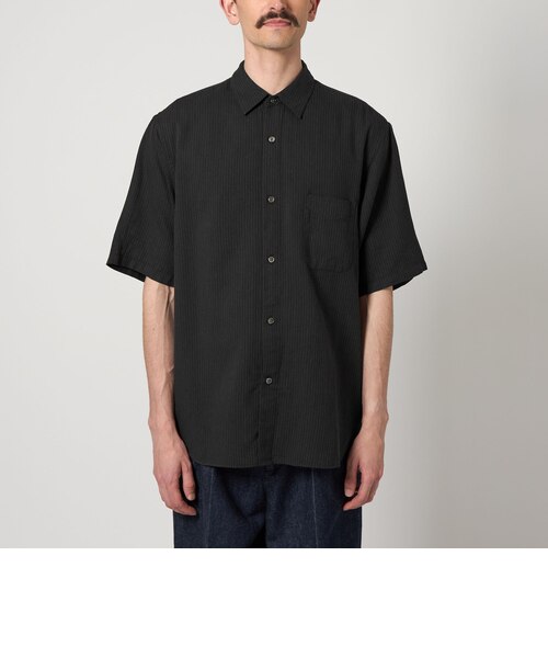 Steven Alan＞ CC ピケ ストライプ レギュラーカラー シャツ ALINE