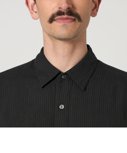 Steven Alan＞ CC ピケ ストライプ レギュラーカラー シャツ ALINE