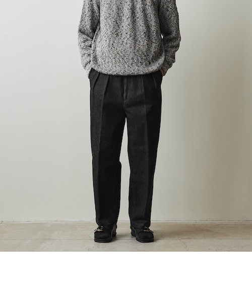 Steven Alan＞ 13.5oz デニム インツープリーツ ドレス トラウザーズ