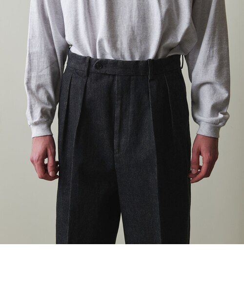 Steven Alan＞ 13.5oz デニム インツープリーツ ドレス トラウザーズ