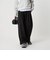 毛ポリエステルレーヨンブレンド ワイドタックパンツ