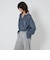 ＜ASTRAET＞デニムライク ギャザー ノーカラーブラウス