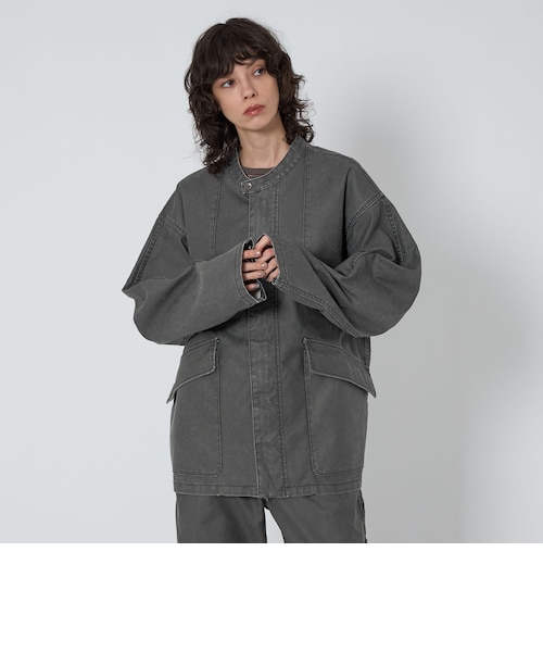 ASTRAET中綿ノーカラーブルゾン ASTRAET＞コーティング ノーカラー ジップブルゾン UNISEX