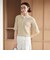 ランダムリブ ヘンリーネック スナップ 5分袖Tシャツ