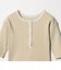ランダムリブ ヘンリーネック スナップ 5分袖Tシャツ