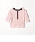 ランダムリブ ヘンリーネック スナップ 5分袖Tシャツ
