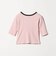 ランダムリブ ヘンリーネック スナップ 5分袖Tシャツ