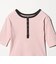 ランダムリブ ヘンリーネック スナップ 5分袖Tシャツ