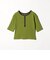 ランダムリブ ヘンリーネック スナップ 5分袖Tシャツ