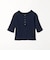 ランダムリブ ヘンリーネック スナップ 5分袖Tシャツ