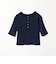 ランダムリブ ヘンリーネック スナップ 5分袖Tシャツ