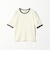 リブ バイカラーパイピング 五分袖 Tシャツ