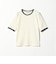 リブ バイカラーパイピング 五分袖 Tシャツ