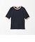 リブ バイカラーパイピング 五分袖 Tシャツ