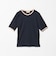 リブ バイカラーパイピング 五分袖 Tシャツ