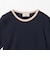 リブ バイカラーパイピング 五分袖 Tシャツ