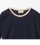 リブ バイカラーパイピング 五分袖 Tシャツ