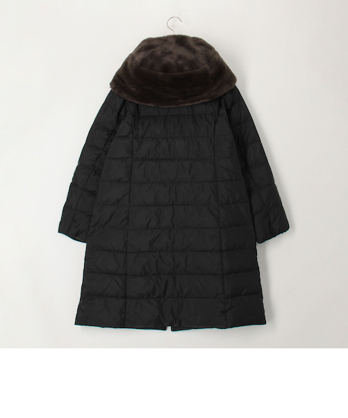 【美品】NOLLEY'Sノーリーズ　フェイクファーコート　ブラウン　M 撥水》高密度タフタ×フェイクファーロングコート｜ノーリーズ