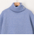 ヤク混ボタン付きタートルネックニット
