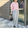 《セットアップ対応》ウール混ウォッシャブルワイドパンツ