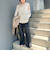 リラックスサテン長袖Tブラウス