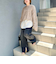リラックスサテン長袖Tブラウス