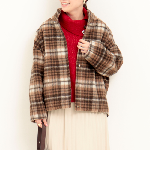 美品♡UNITED ARROWSシャギー チェック ショート コートNALYA社 美品♡UNITED ARROWSシャギー チェック ショート コートNALYA社