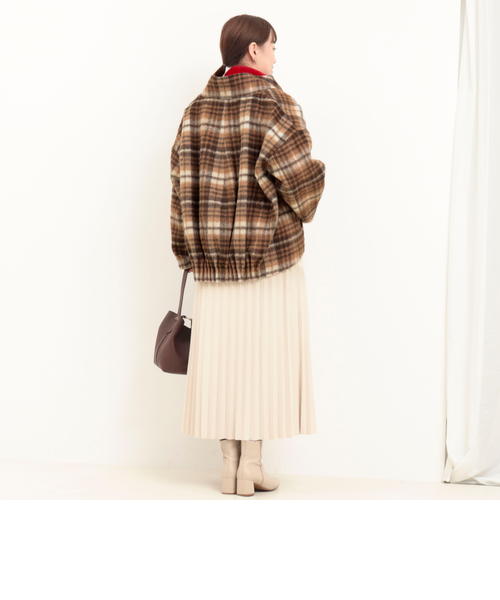 美品♡UNITED ARROWSシャギー チェック ショート コートNALYA社 美品♡UNITED ARROWSシャギー チェック ショート コートNALYA社