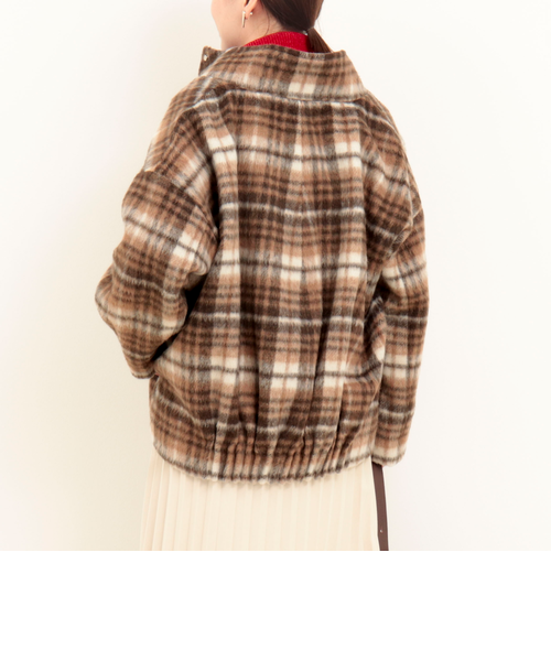 シャギーチェック後コクーンショートコート｜ノーリーズ