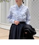 前立てフリルノーカラーブラウス