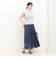 シアーデニムパネルフレアスカート