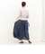 シアーデニムパネルフレアスカート