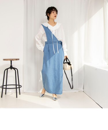 RM denim】ワンショルダーデニムジャンパースカート｜ノーリーズ 