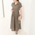 ウエストベルト開き襟ワンピース