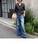 片側フリルアシメ配色カーディガン