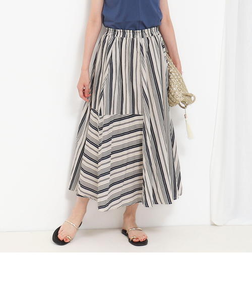 MARGON イタリア製 ストライプ柄 レーヨン・ウールスカート I40 MARGON イタリア製 ストライプ柄 レーヨン・ウールスカート I40