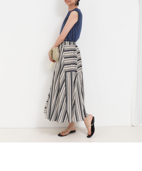 ストライプスカート ストライプ柄ロング丈スカート 49AV JUNKO SHIMADA｜クロス