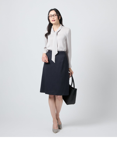 美品　セオリーリュクス　とろみ　ボウタイブラウス　長袖　L　上質ジョーゼット　⭐︎ 美品 セオリーリュクス とろみ ボウタイブラウス 長袖 L 上質