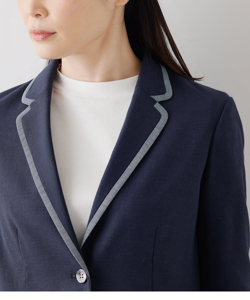 L】【ウォッシャブル】ナチュラルクロス 2釦パイピング