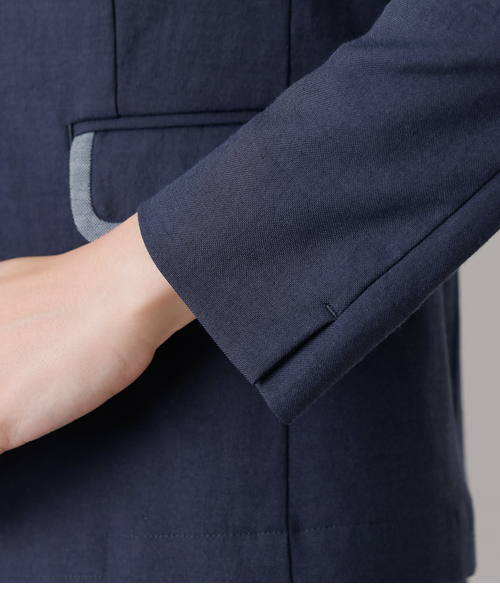 1*3様 ニューヨーカー　ナチュラルクロス 2釦パイピングテーラードジャケット L】【ウォッシャブル】ナチュラルクロス 2釦パイピング