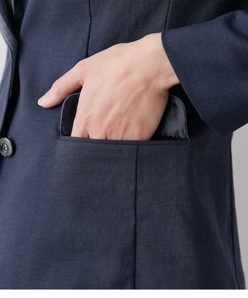 L】【ウォッシャブル】ナチュラルクロス 2釦パイピング