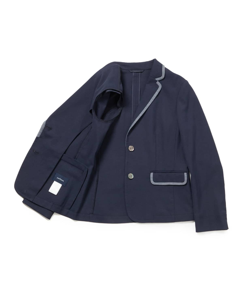 L】【ウォッシャブル】ナチュラルクロス 2釦パイピングテーラード