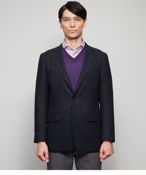 レア】Saintandrewsカシミア混ヘリンボーンジャケット