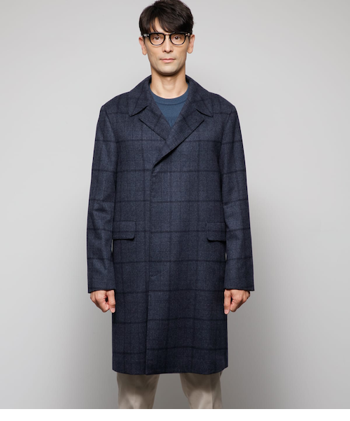 美品 カシミヤ100％ 裏地シルク グレンチェック バルマカーンコート L カシミヤ混ビーバー グレンチェック バルマカンコート｜ニューヨーカー