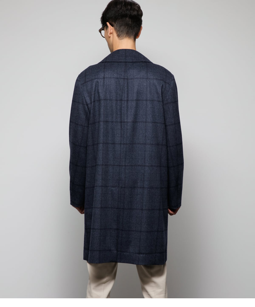 カシミヤ混ビーバー グレンチェック バルマカンコート｜ニューヨーカー
