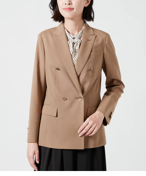 ウォッシャブル】TWマットクレープ ダブルブレストブレザー