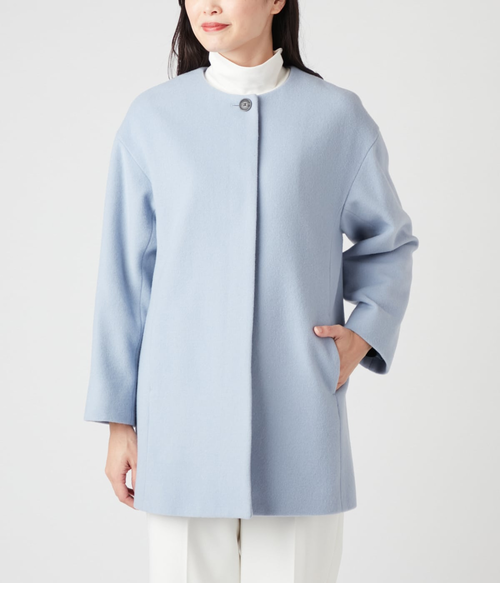 L】ウールビーバー ノーカラーコート｜ニューヨーカーのアウトレット