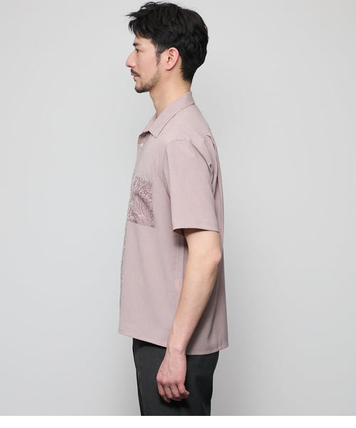 H&M - ジャカードパターンシャツ ジャカードクレイジーパターン 半袖オープンカラーシャツ
